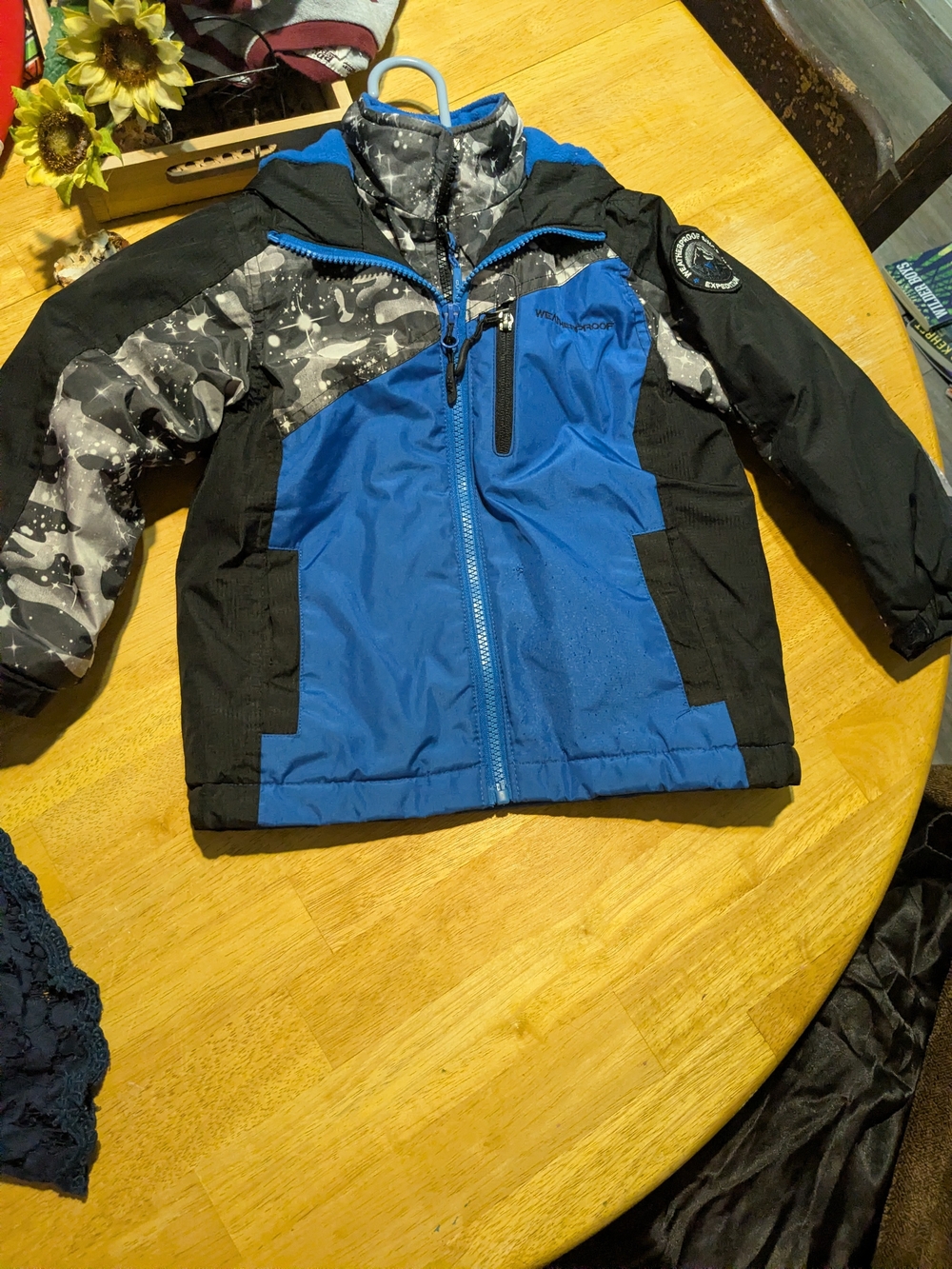 Weatherproof Boys Blue Black Camo Winter Jacket